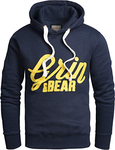 Grin&Bear Herren Slim fit Kapuzenpullover, GEC469 (XL, Navy2)