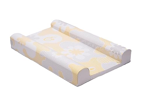 BabyDam SuperSnug Luxus-Wickelunterlage, Anti-Rollen, geneigt, leicht zu reinigen, zitronengelb/weiß