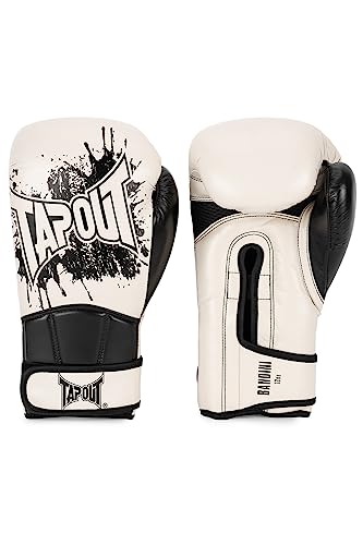 Tapout Boxhandschuhe aus Leder (1 Paar) Bandini, Ecru/Black, 12 oz, 960007