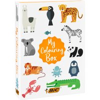 BIC My Colouring Box - Malset mit 12 Markern/ 18 Buntstiften/ 6 Glitzerklebern/ 1 Malbuch und 36 Aufklebern