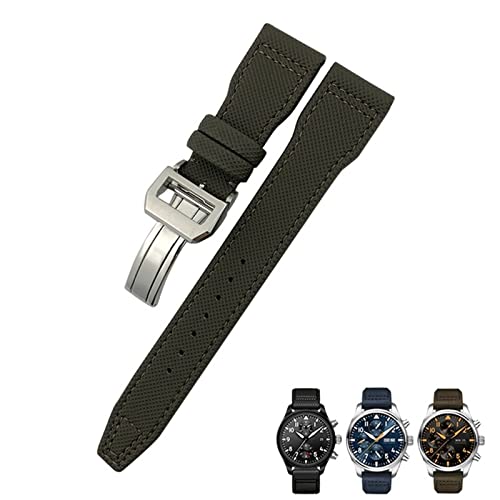 NEYENS 20 mm, 21 mm, 22 mm, Nylon-Uhrenarmband aus Kalbsleder, passend für IWC Big Pilot IW377714 Mark18 Spitfire, Nylon-Echtlederarmband, 22 mm, Achat