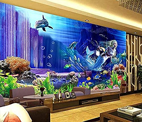 Unterwasserwelt Palast Meerjungfrau Wandbild Tapete Wanddekoration fototapete 3d Vlies wandbild Schlafzimmer-150cm×105cm