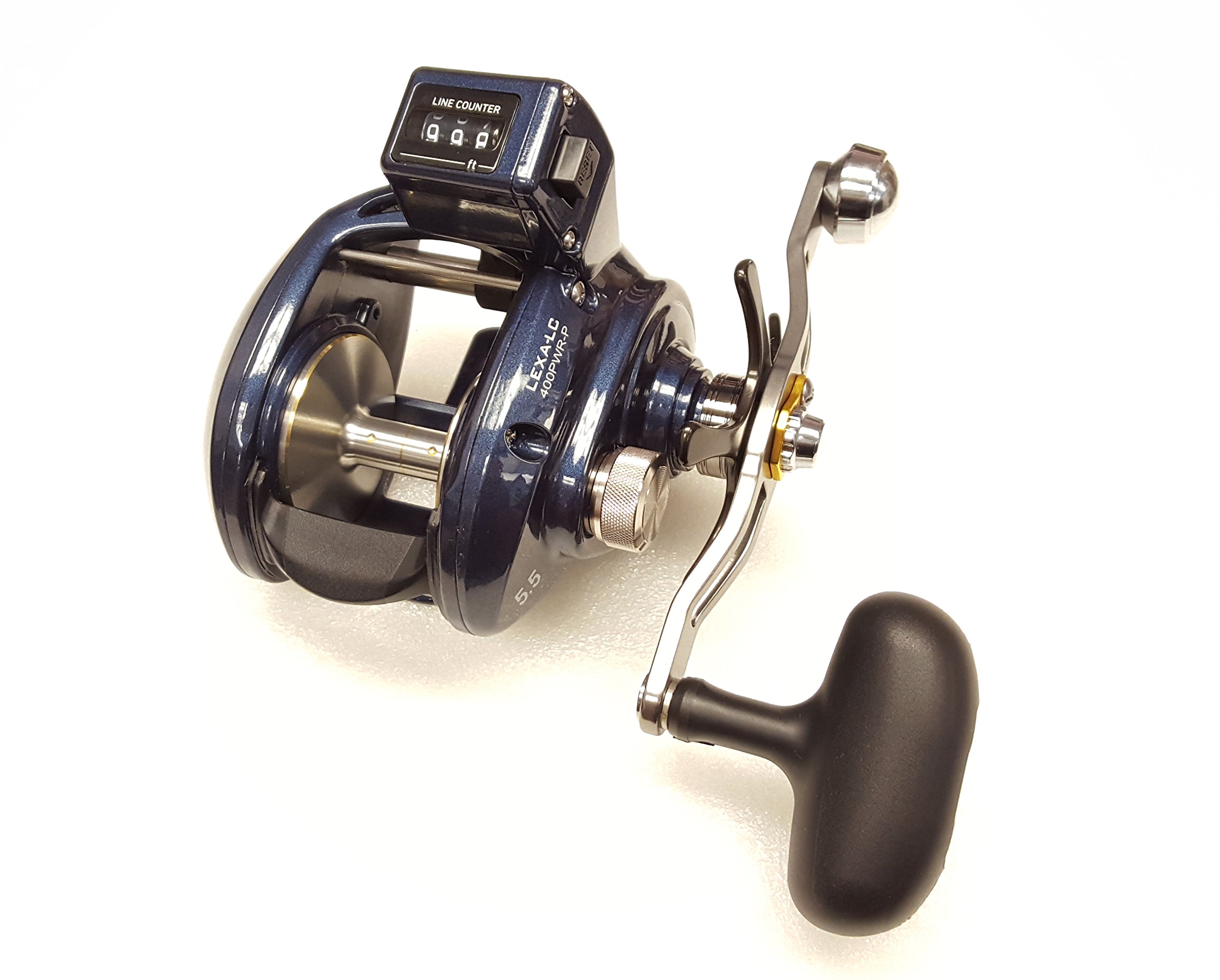 Daiwa Lexa-LC 5,5:1 Line Counter Right Hand Baitcast Angelrolle mit Power Handle - LEXA-LC400PWR-P