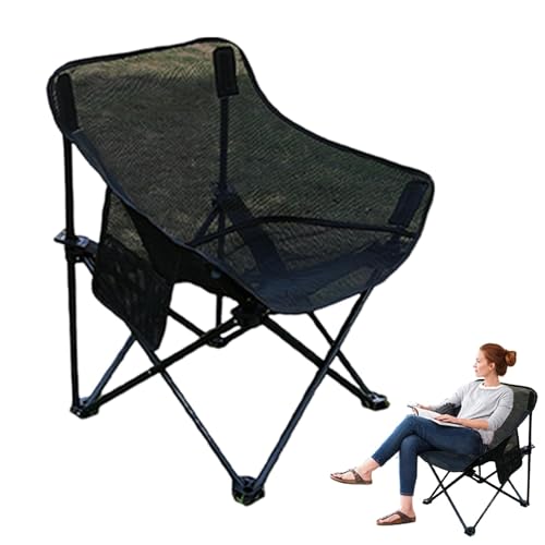 Tragbarer Campingstuhl, Klappstuhl aus Mesh | mit Seitentaschen für den Außenbereich, Klappstuhl aus Netzstoff, leichte und bequeme Stühle, ergonomisch, extra Tasche