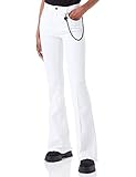 Love Moschino Women's Flare fit 5-Pocket Trousers Casual Pants, Optical White, 26