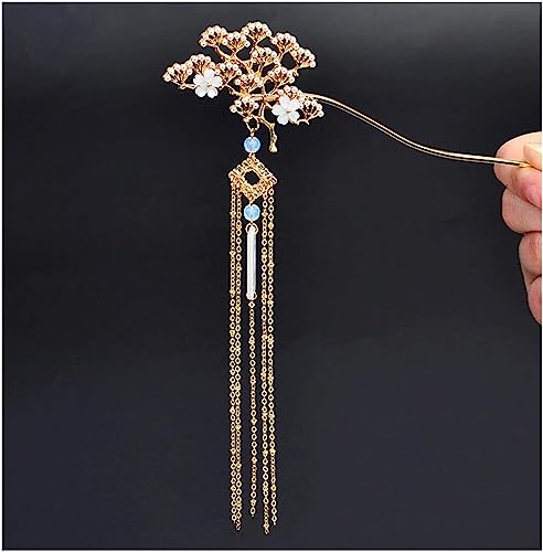 Brautaccessoires Neuer alter Hanfu-Kopfschmuck mit langer Quaste, Haarnadel (Haarnadel-Haarschmuck) Kopfschmuck (Farbe: A) (Farbe: einfarbig) (Farbe: einfarbig(Onecolor)