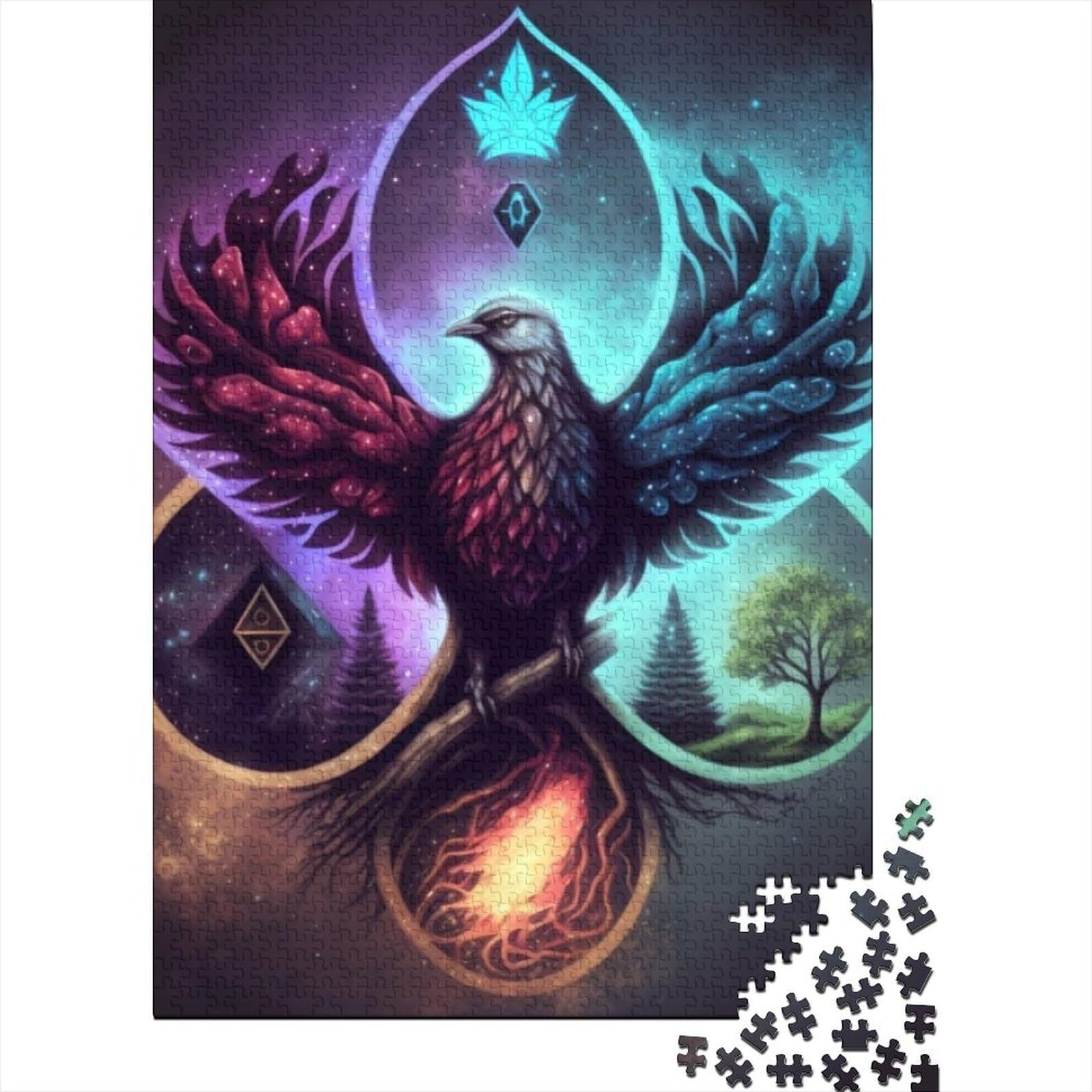 1000 Teile für Erwachsene, schwierige Puzzles „Phoenix on Fire“, Puzzles für Erwachsene und Jugendliche von Sustainable Puzzle for Adults | Spiele (Größe: 75 x 50 cm)