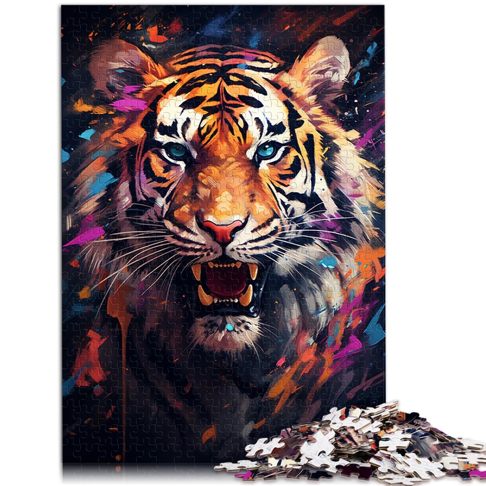 Puzzle Bunter Psychedelischer da Vinci-Tiger 1000 Puzzles für Erwachsene. Das Holzpuzzle ganze Familie und Dieses 1000-teilige (50 x 75 cm)