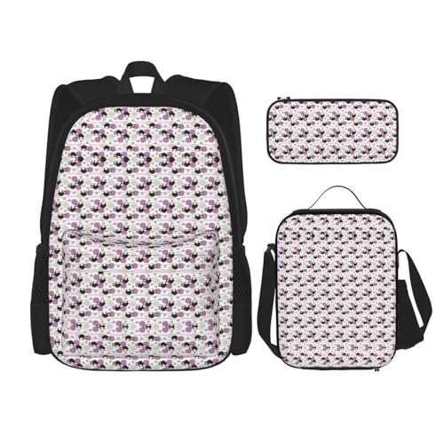 WURTON Niedliches kleines Baby-Faultier-Schulrucksack-Set mit 3-in-1-Büchertaschen-Set mit Lunchbox, Federmäppchen, Reise-Laptop-Tagesrucksäcke