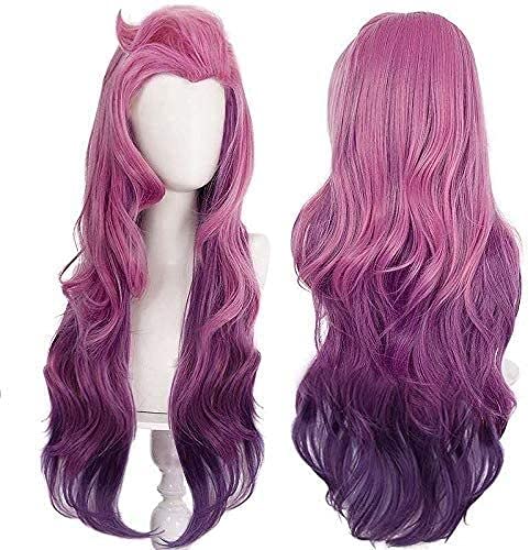 LINLINCD-Anime Coser Wig Spiel Lol Akali K/da Cosplay Perücken 45 cm aus synthetischem Pferdeschwanz gefertigt Violett (Größe: Seraphine Purple Curly)