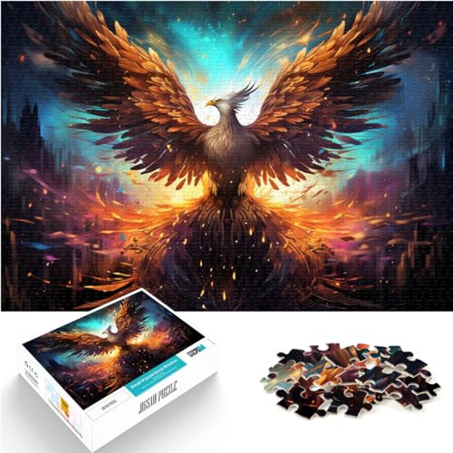 Spiel-Geschenk-Puzzle, farbenfrohes psychedelisches Phönix-Puzzle, 1000 Teile für Erwachsene, Holzpuzzle, Familienunterhaltungsspielzeug, 1000 Teile (50 x 75 cm)