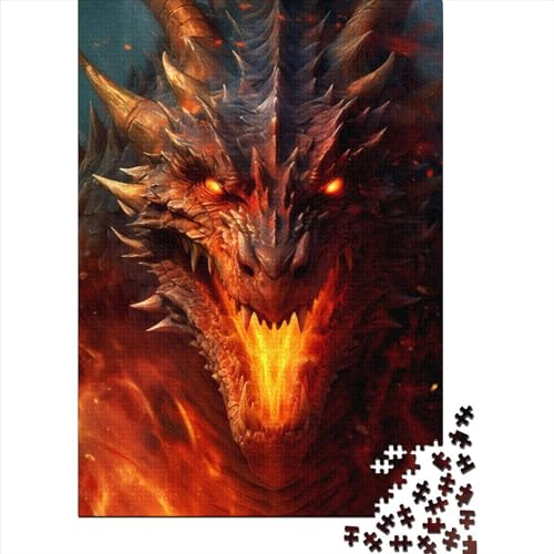 Drachenflamme Holzpuzzle für Erwachsene Puzzlespielzeug Erwachsenenpuzzle 1000 Teile Schwierige, anspruchsvolle Puzzles 1000 Teile 75x50cm