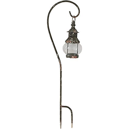 TentHome Antik Laternenstab Garten Laternenstecker Gartenstecker Laternen auf Stab Metall Windlicht Glas Gartenstab mit Ständer Landhaus Stallaterne Draußen Deko - H56,5cm, S