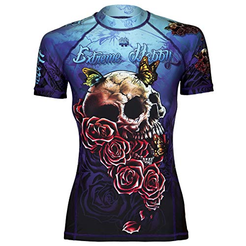 Extreme Hobby Kurzarm Rashguard Damen, Schnelltrocknend, Thermoaktiv, Extreme High-Technology, Fitness, Yoga, Crossfit Shirt