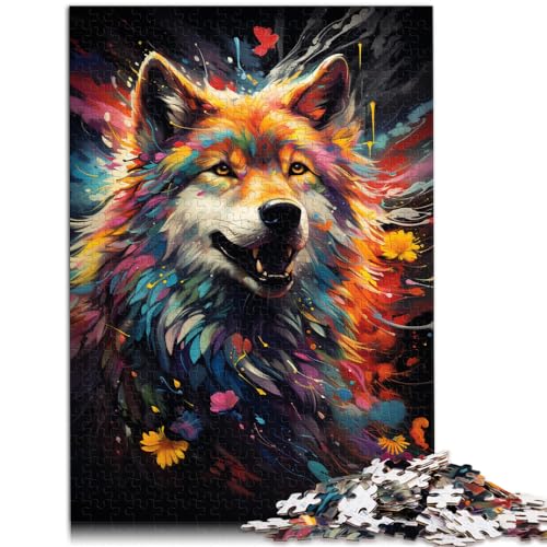 Puzzles, Lernspiele, farbenfrohe Fantasiezeichnung, Wolf, Puzzles 1000 Teile für Erwachsene, Holzpuzzle zum Stressabbau, 1000 Teile (50 x 75 cm)