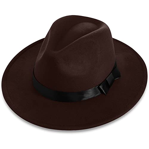 BABEYOND Panama Hut Mafia Gangster Herren Filz Fedora Trilby Bogart Hut 1921 Stil Gatsby Kostüm Accessoires Schwarz