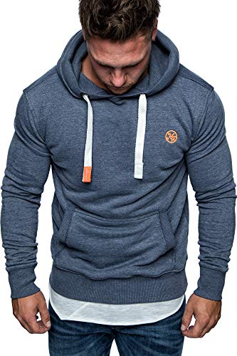 Amaci&Sons Herren Basic Logo Kapuzenpullover Sweatjacke Pullover Hoodie Sweatshirt 1-04028 Blau L