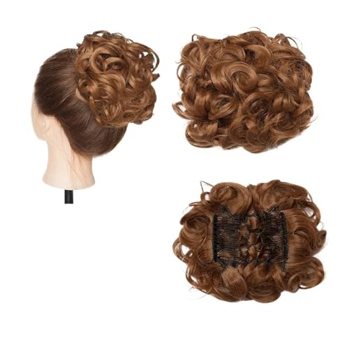 Haarteil Synthetischer großer Kamm-Clip in lockiger Haarverlängerung, Chignon-Haarteile, Hochsteckfrisur, Abdeckung, Haarteil, Verlängerung, Haarknoten Haarverlängerung(Light auburn)