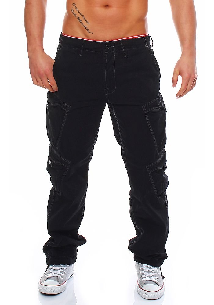 Jet Lag Herren Cargohose FW010 Loose Fit black 38/32