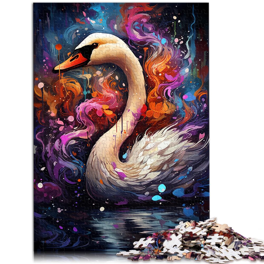 Puzzle zum Verschenken, Malerei, Farbe Schwan, Puzzle für Erwachsene, 1000-teiliges Holzpuzzle, Geschenke für Freunde und Familie, 1000 Teile (50 x 75 cm)