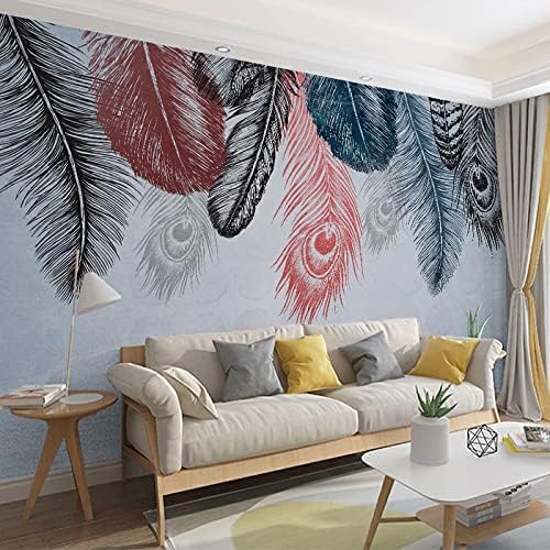 XLMING Farbe Der Feder Küche Esszimmer Arbeitszimmer Wohnzimmer TV Hintergrund Wand 3D Tapete-200cm×140cm