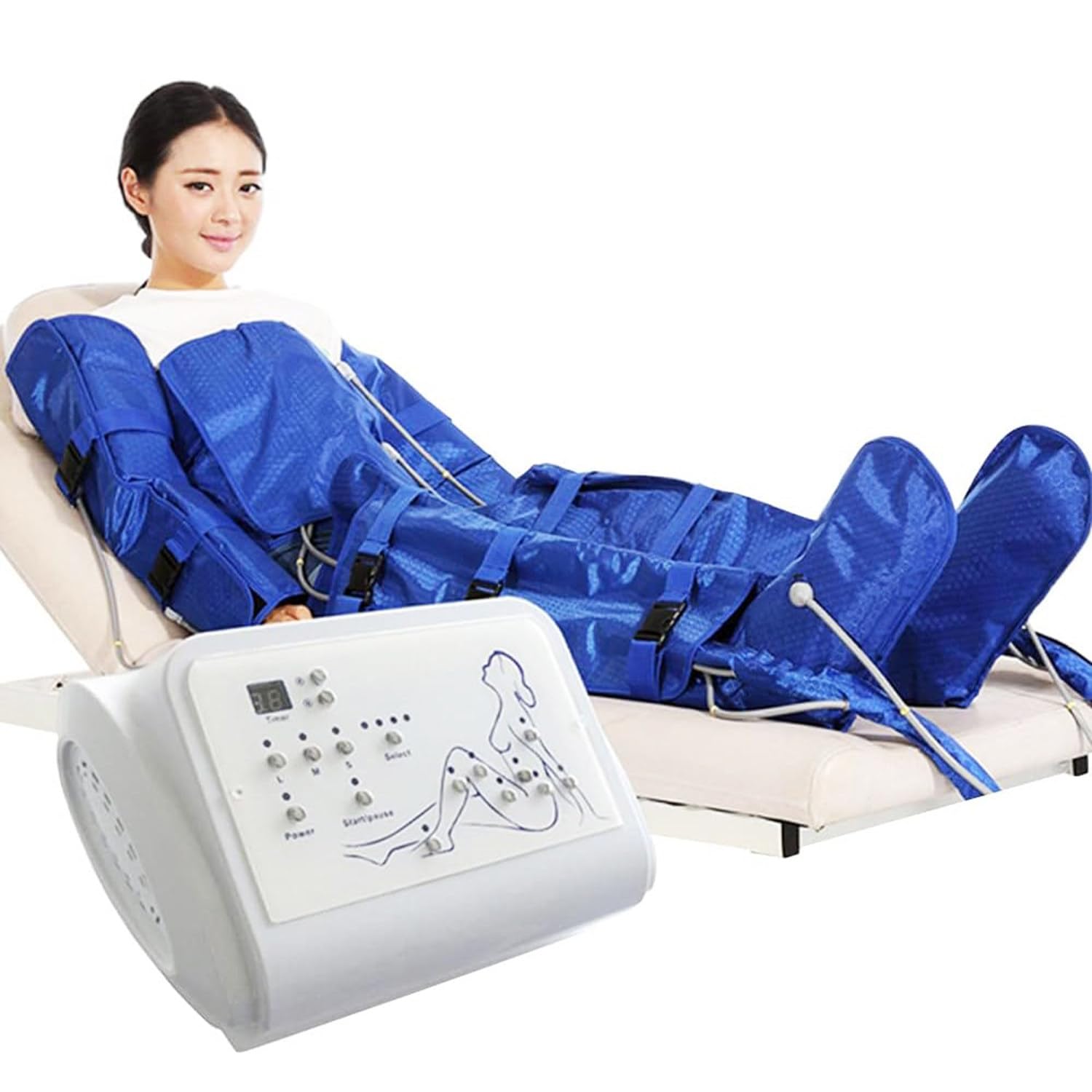 Lymphdrainage-Massagegerät,Luftdruck-Schlankheitsanzug Zur Gewichtsreduktion,Muskelentspannung Für Bein Arm Taillen Und Körpermassage – Effektive Pressotherapie,Blue-110V