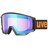 uvex athletic CV - Skibrille für Damen und Herren - Filterkategorie 2 - beschlagfrei - black matt/blue-orange - one size