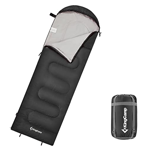 KingCamp Decken Schlafsack Oasis 250 Sommer Camping Outdoor 2,2m Lang&Breit -3°C Black - Zipper L