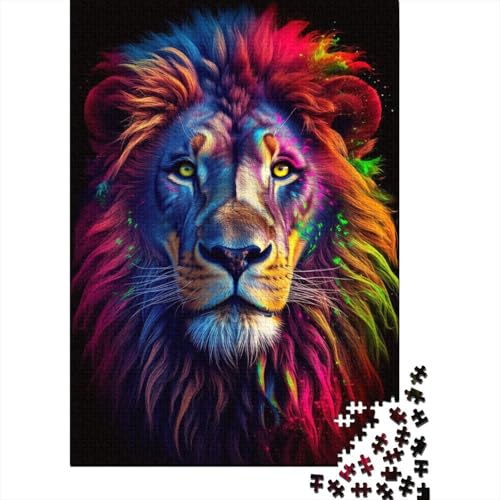 Bunter Löwe, großes Puzzle für Erwachsene, 1000 Teile, Puzzle-Geschenke, Puzzles für Erwachsene, Lernspiel, Herausforderungsspielzeug, 75 x 50 cm