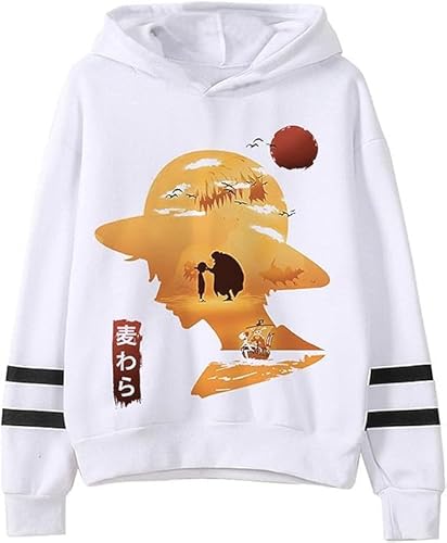 YILILK Einteilige Kapuzenpullis Luffy Gear 5 Kapuzenpullis Männer Grunge gedruckt Ästhetische Kapuzenpullis -Geschenk