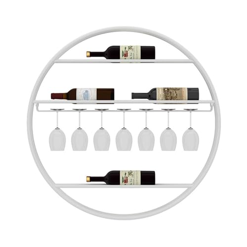 HSJFS Weinregal Bar Regale An Der Wand Montiert Mit Hängendem Weinglas Halter Rack Für Schnaps Flasche Display Regal Racks Countertop Floating Bar Whiskey Regal Schrank Für Home Bar Cküche Farbe: Weiß