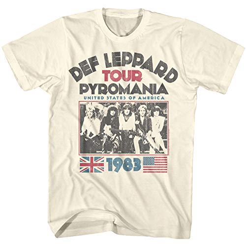 Def Leppard 1977 English Rock Band 1983 USA Pyromania Tour Natural Adult T-Shirt