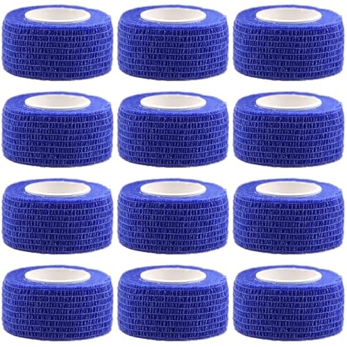 12 Rollen 2,5 cm Selbstklebende Bandage Vet Wrap Kohäsive Bandage Tierbandage Selbstklebende Bandagen für Haustiere und Haustiere Knöchelverstauchungen – Dunkelblau