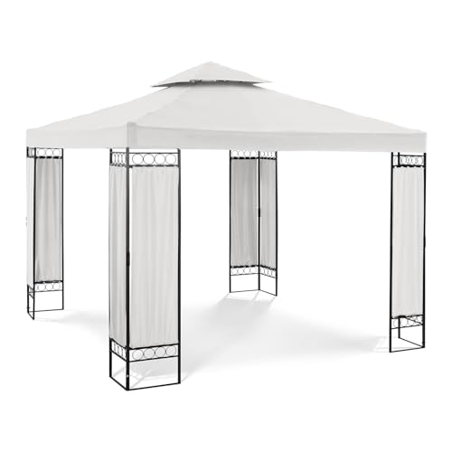 Uniprodo Uni_PERGOLA_3X3BF Gartenpavillon Pavillon Festzelt Partyzelt Stahl 3x3m Beige Verzierung 160 g/m² beige