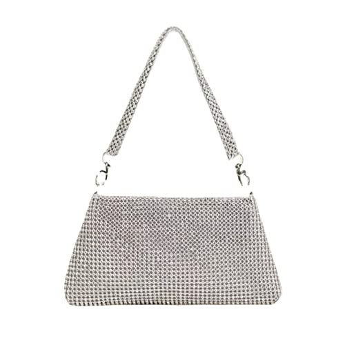 ohodhmnu Damen Tragetasche, Mode für Abendtasche, Bling Geldbörsen, Achsel-Schultertasche, Handtasche für Frauen Mädchen Valentinstag, silber, no flower