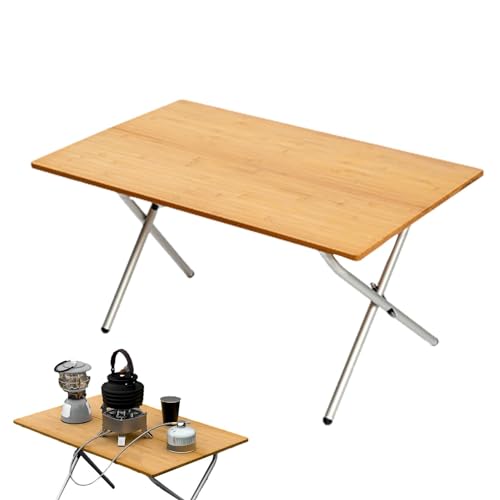 Xasbseulk Klappbarer Campingtisch | Tragbarer Campingtisch aus Holz Picknicktisch für den Außenbereich | Leichter Outdoor-Tisch zum Kochen Picknick Camping Boot Reisen