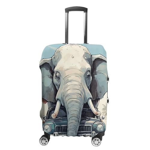 CSGJMYGS Reisegepäckabdeckung, elastisch, waschbar, modisch, kratzfest, für Koffer, passend für 45,7 - 81,3 cm (18 - 32 Zoll) Gepäck, Auto-Elefant, L