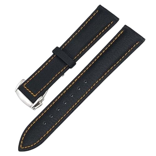 IOTUP Uhrenarmband aus hochdichtem Nylon-Leder, 19 mm, 20 mm, 21 mm, 22 mm, passend für Omega X Watch, Seamaster Speedmaster AT150 De Ville Seiko, Stoff-Uhrenarmband, 21 mm, Achat