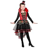 W WIDMANN MILANO Party Fashion - Kinderkostüm Vampirin, Kleid, Minihut, Halloween, Karneval, Mottoparty