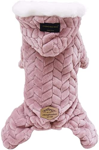 Hundemantel mit 4 Beinen und Mütze Warme Winterjacke mit Kapuze für Kleine Hunde Welpenschneeanzug, Weiches Winddichtes Winterhunde-Sweatshirt für Kleine Mittlere Hunde ( Farbe : Pink , Größe : L )