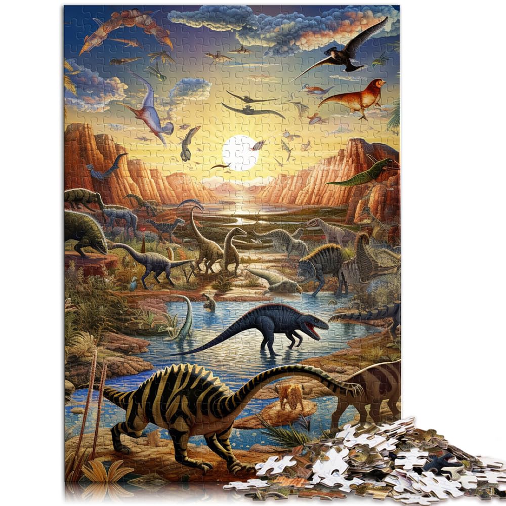 Puzzle für die Dinosaurierwelt für Erwachsene, 1000-teiliges Puzzle, Holzpuzzle, Familienspiel zum Stressabbau, schwieriges Herausforderungspuzzle, 1000 Teile (50 x 75 cm)