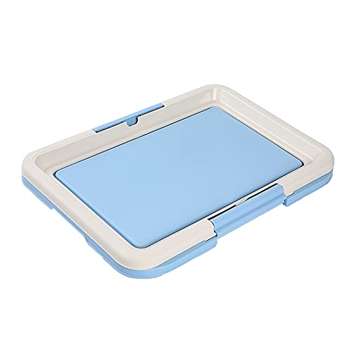 KKXXYQFC Hundetöpfchen Tragbare Hundetrainingstoilette für Innenhunde, Haustiertoilette für Katzentoilette, Welpenunterlage, Tablett, Hundetoilette (Farbe: Blau, Größe: 47 x 34 cm)