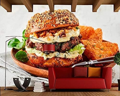 XLMING Fastfood-Burger Und Fleischprodukte 3D Tapeten Home Esszimmer Sofa Schlafzimmer Wohnzimmer TV Hintergrund-150cm×105cm