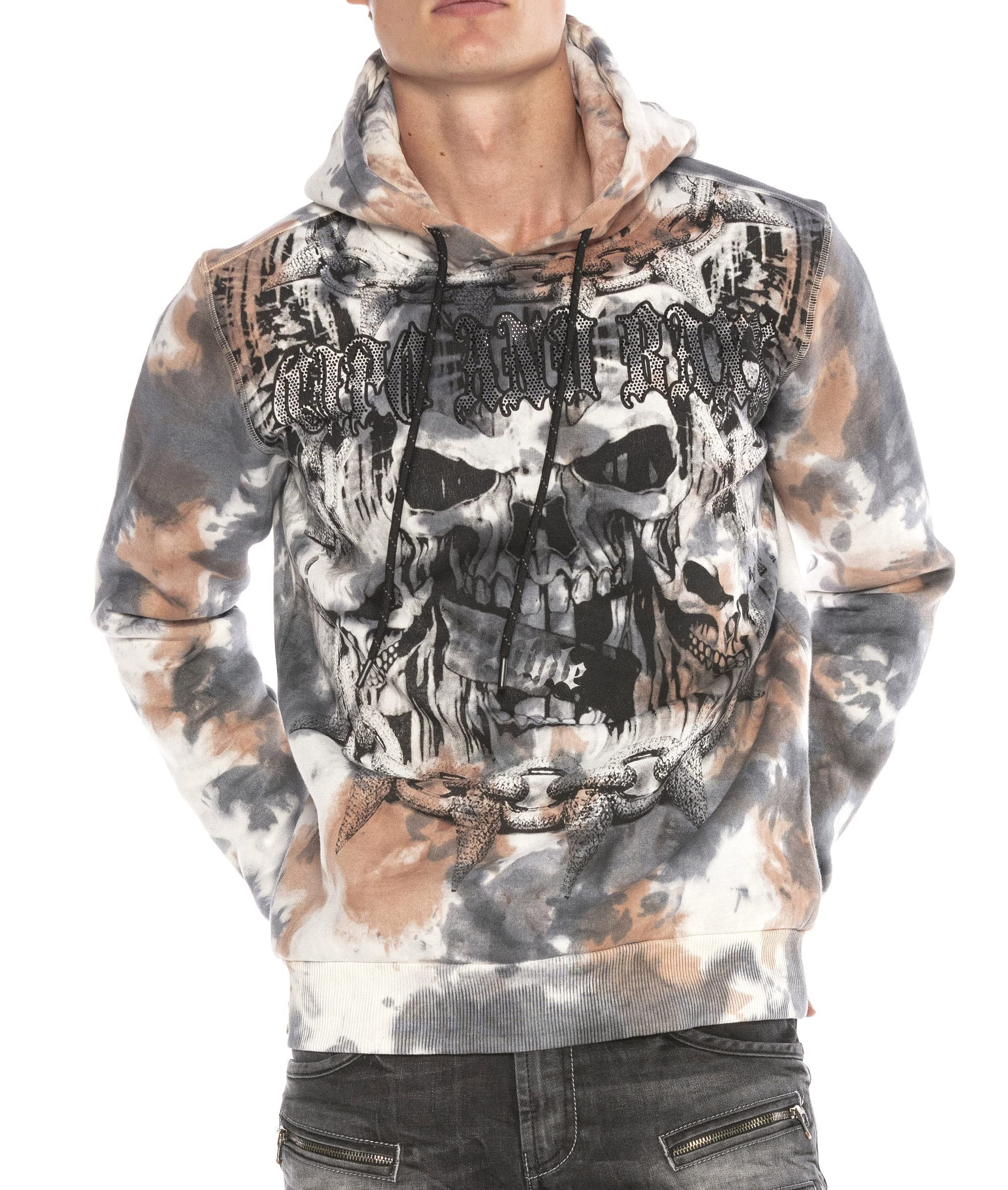 Cipo & Baxx Herren Kapuzenpullover Sweatshirt Hoodie Langarmshirt Sweat Totenkopf Schwarz L