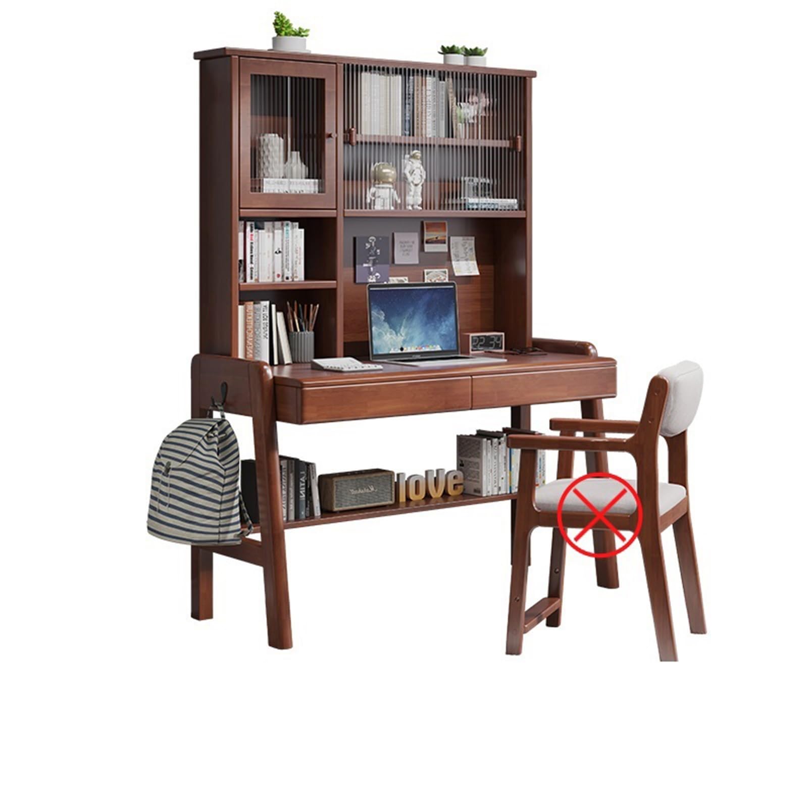 GYQTGBNH Schreibtisch, Massivholz-Schreibtisch mit Bücherregal, Schlafzimmer-Büromöbel