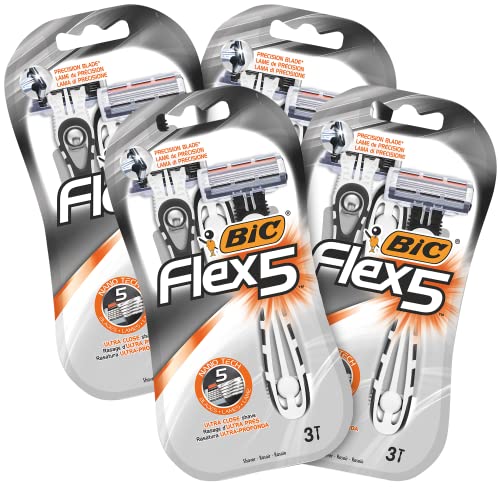 BIC Flex 5 Rasierer Herren, 2 x 6 Einwegrasierer mit je 5 Klingen