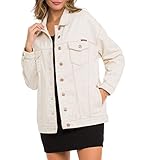 Cipo & Baxx Damen Jeansjacke Oversize Lang Denim Frezeitjacke WJ211 Beige L