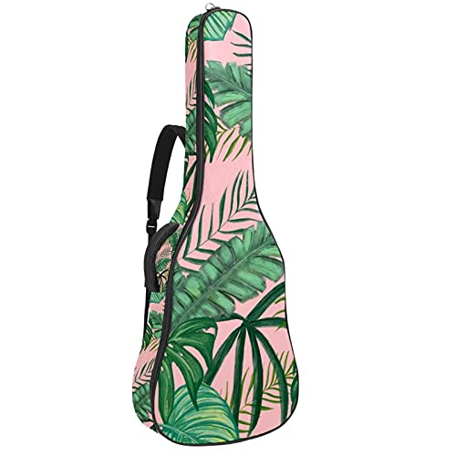 Gitarrentasche Schutz- und Transporttasche für akustische und klassische Gitarren wasserfest und gepolstert Tropisches grünes Laub 108.9x42.9x11.9 cm