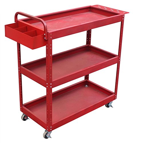 HXLDZOU Trolley-Autoreparatur-Werkzeugwagen, Servicewagen, Multifunktions-Werkzeugwagen, belastbar 130 kg, kann in der Garage verwendet Werden (Red)