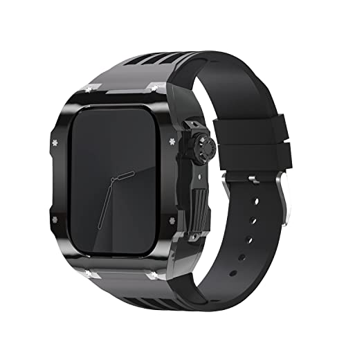 NEYENS Ersatz-Uhrenarmband aus Gummi mit transparenter Lünette, für Apple Watch, 44 mm, 45 mm, Urban Sportarmband, für iWatch-Serie S4, S6, SE, S7, 45 mm, Achat